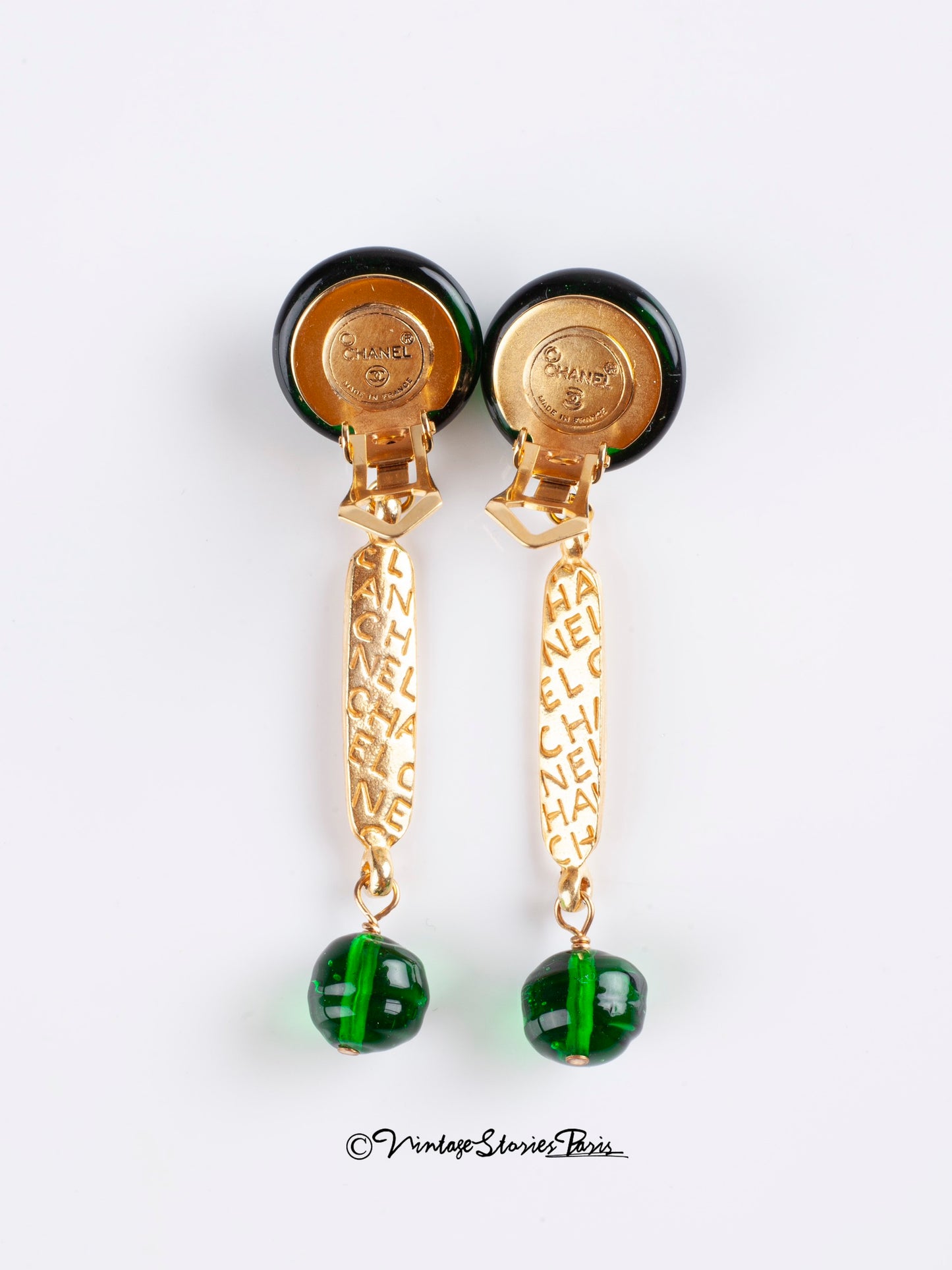 Vintage Chanel Earrings with Green Gripoix