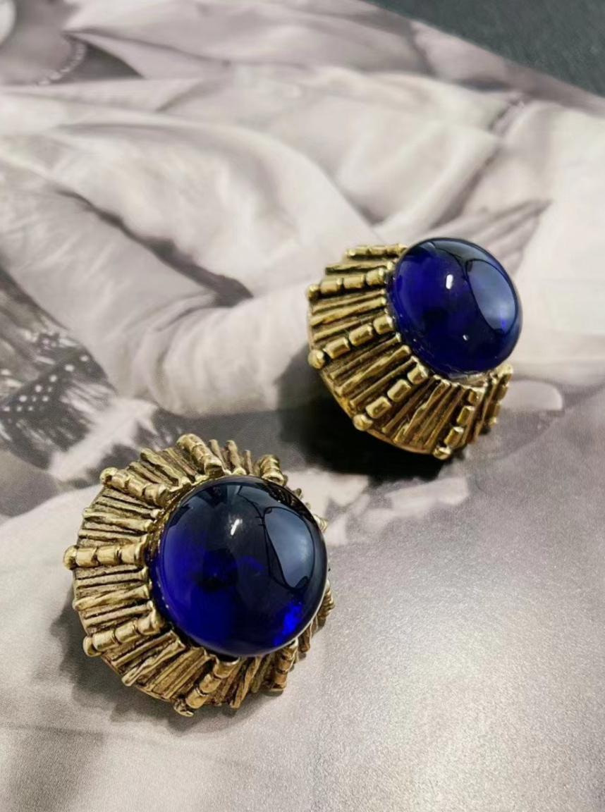 Vintage Chanel Earrings with Blue Gripoix